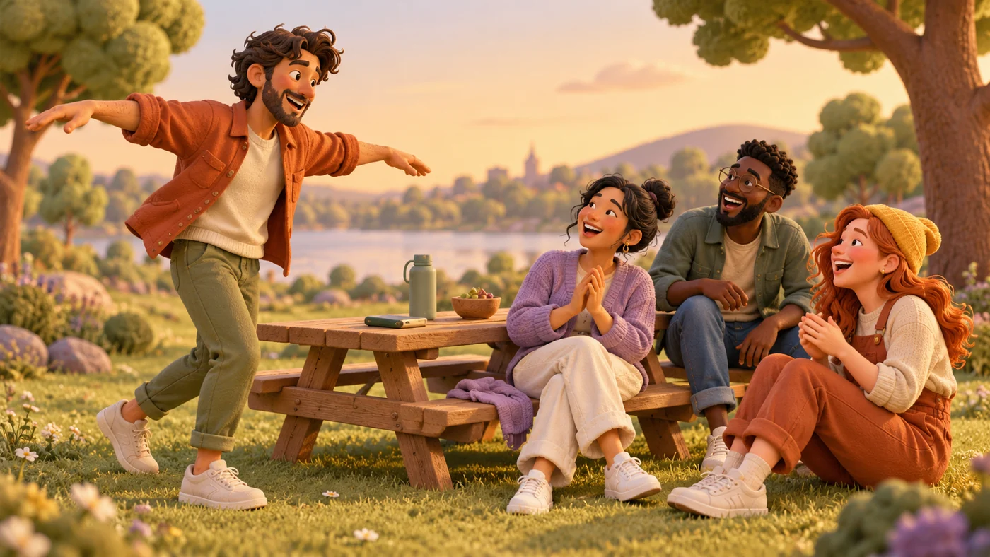 Illustration de personnes qui jouent ensemble en plein air et profitent du monde autour d’elles.